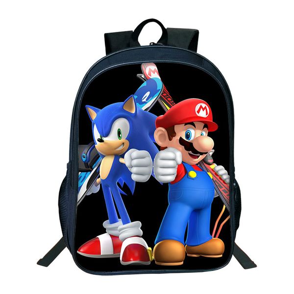 

2018 super mario printing bags children cartoon sonic backpacks boys girls schoolbag daily kids bookbag big capacity backpack