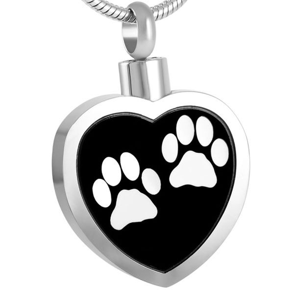 

pet print mini cremation urn necklace for ashes stainless steel heart shape keepsake pendant jewelry ashes holder, Silver