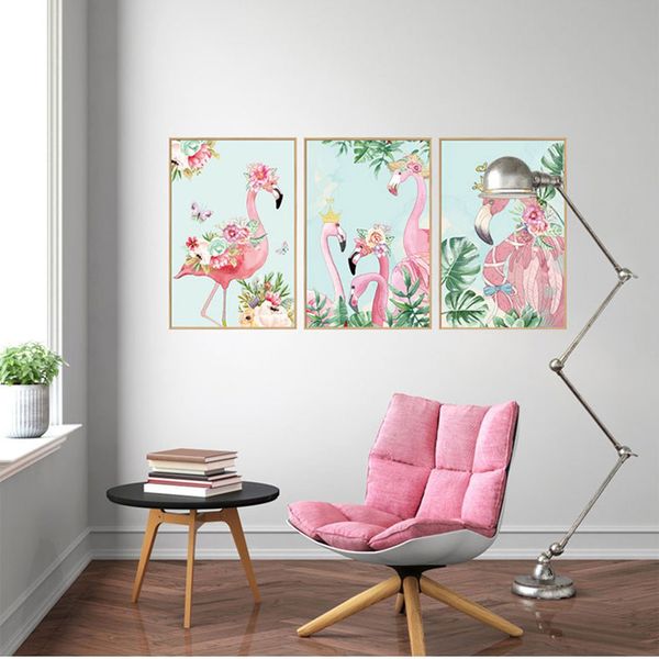 

flamingo p frame decoration stickers porch study children's room sofa corridor background removable wall stickers