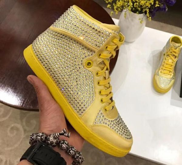 

diamond boots luxury designer men shoes leather crystal woman sports shoes platform fashion pcv thick bottom alphabetic travel shoes 34-45a1, Black