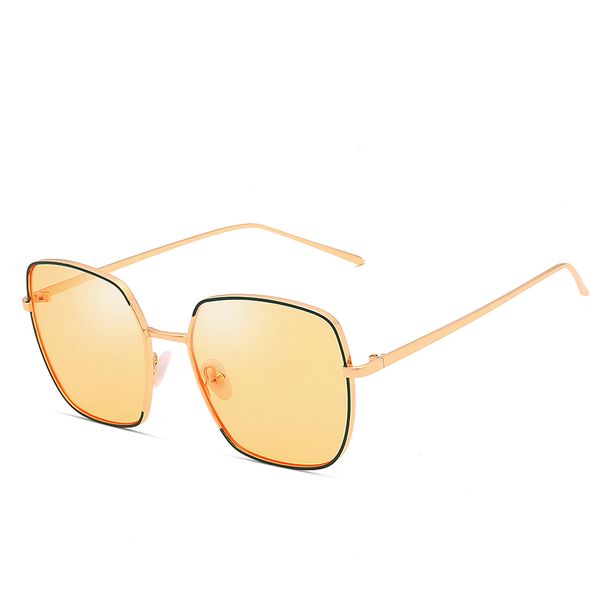 

new fashion pink yellow ocean sunglasses for women men steam punk metal sun glasses men uv400 lens square sunglsses, White;black