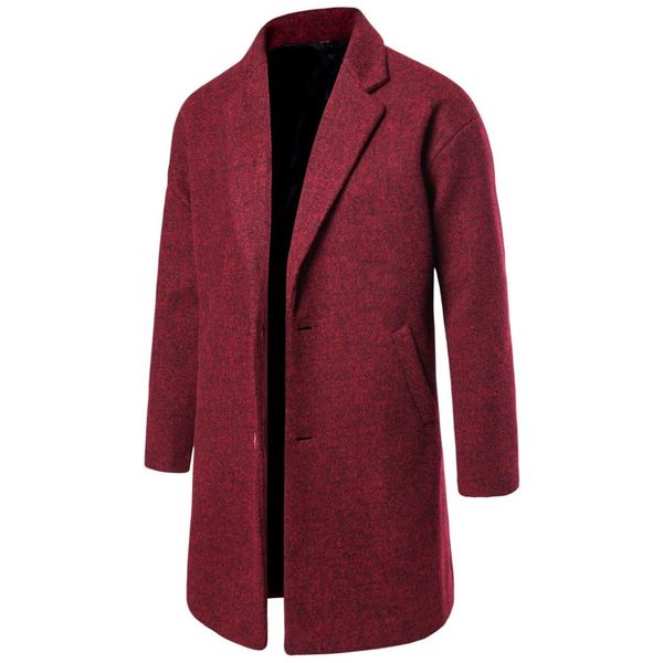 

men's spring autumn thick wool trench 2019 fashion warm coat men long casual coats lapel collar overcoat plus size 3xl mens suit, Black