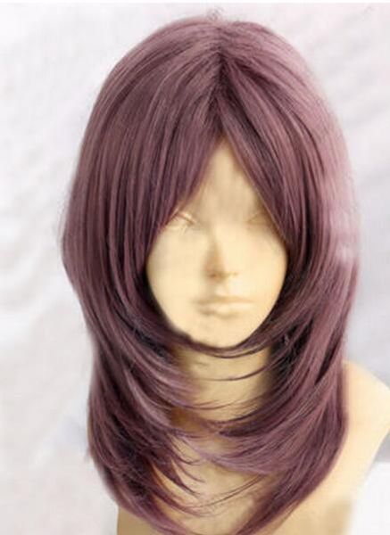 

+ + + new wig cosplay final fantasy type rem purple tea brown wig, Black;brown