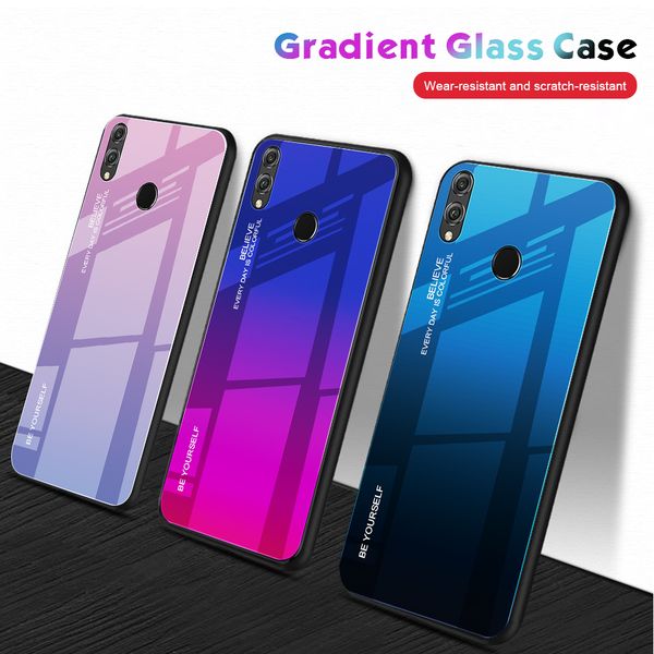 

gradient phone case for huawei y6 prime 2019 p40 p30 p20 lite pro micolorful shell glass cover case for honor 20s 10i 20i 8a 8x