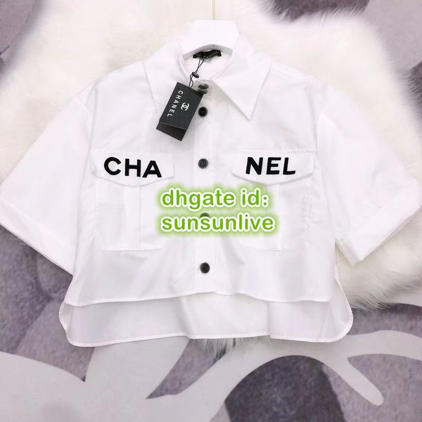 

Women 039 letter print hirt feminine high end ca ual t hirt blou e with pocket button girl over ize brief runway top hort tee ml