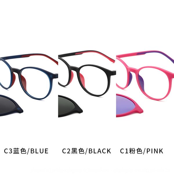 

2020 girls polarized sun clip ultra light tr90 sun sunglasses frame creative children dual-purpose glasses, Blue