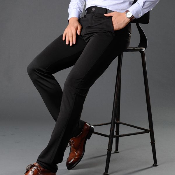 

binhiiro autumn men's pants british style micro-elastic casual pants men slim fashion formal suit male plus size 52 10xl, Black