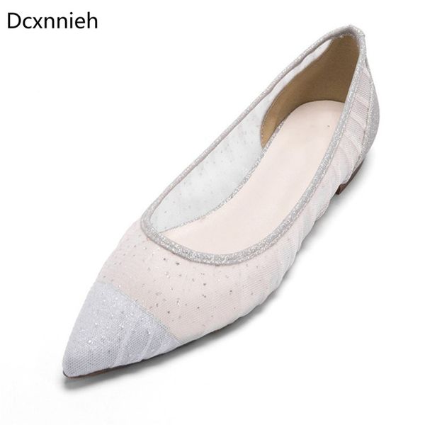 

new silver lace ladies shoes woman pointed toe flat dress shoes women's party shallow high heels bridal wedding shoe, Black