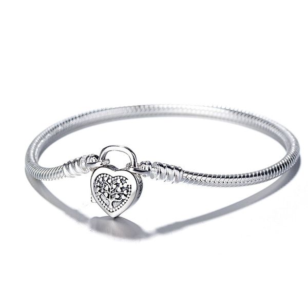 

heart padlock bracelets fit pandora charms s925 original bracelet jewelry berloque valentine's day mary poppins bijoux sieraden, Golden;silver