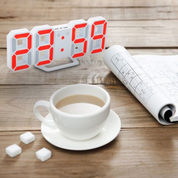 

modern digital led table clock watches 24 or 12 hour display alarm snooze alarm wall clock for home decoration room decal gift