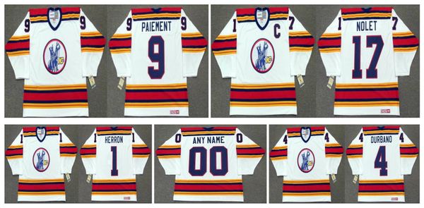 

vintage kansas city scouts jersey 1 denis herron 4 steve durbano 9 wilf paiement 17 simon nolet white custom name number retro ccm hockey, Black;red