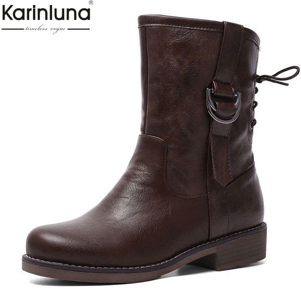 

women's 2019 fashion dropship big size 43 casual ankle boots women shoes shoelaces add fur autumn winter shoes woman boots, Black