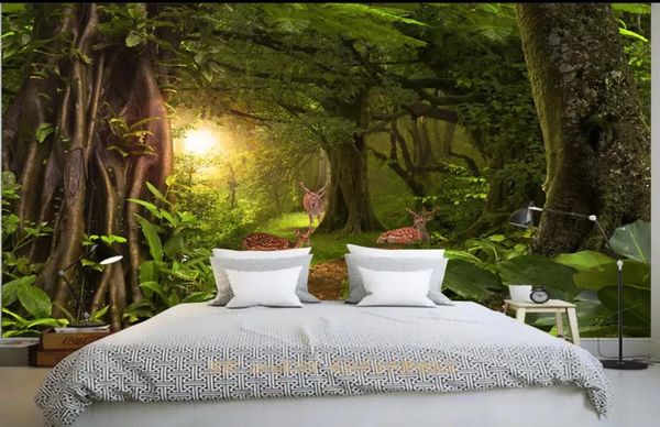 

primitive forest botanical garden sunny wall wallpaper for walls 3 d for living room