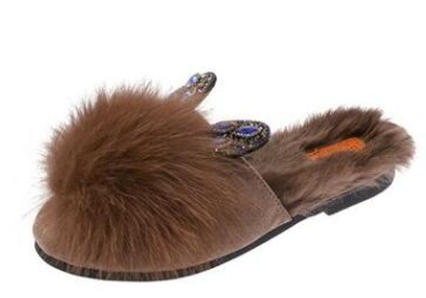 

hair 2018 new household hair slippers women's net infrared wear women's shoes cotton slippers, Black