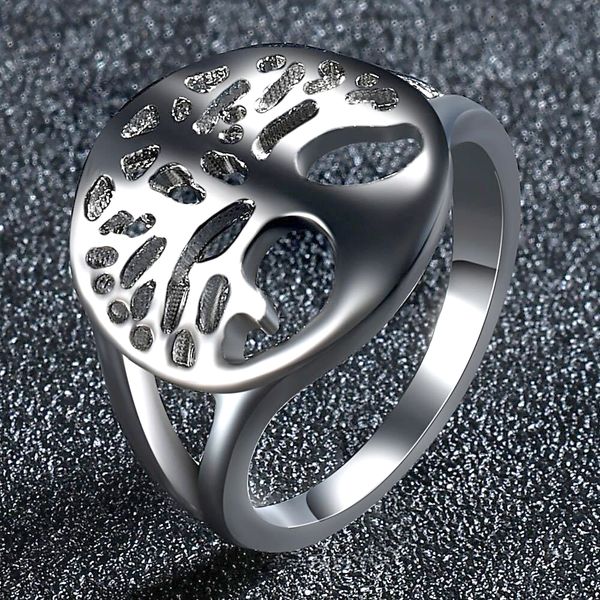 

personalized s925 silver circle hollow wishing tree of life ring wholesale