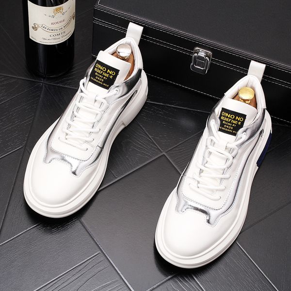 

new luxury men fashion sneakers men thick bottom lace-up causal leather shoes designer loafers flats tenis masculino adulto, Black