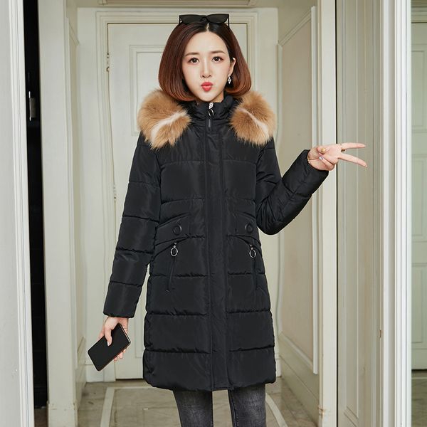 

china gedi love 2019 winter new style women's dress mid-length down jacket cotton-padded clothes korean-style slimming slim fit, Blue;black