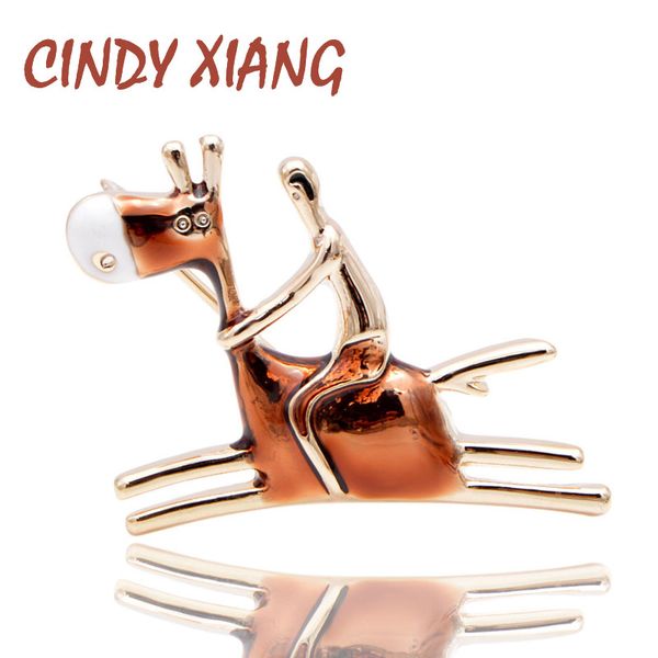 

cindy xiang new arrival carton design ride donkey man brooch cute fashion animal design jewelry enamel pins 2 colors choose gift, Gray