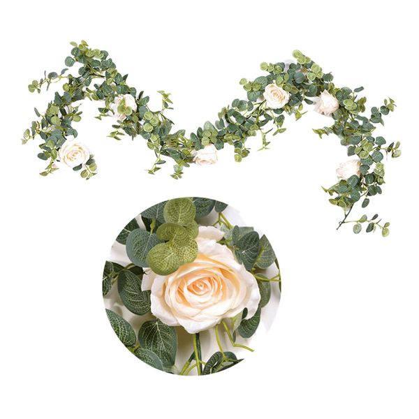 

practical boutique artificial 1.8m eucalyptus garland with champagne roses greenery garland eucalyptus leaves wedding backdrop w