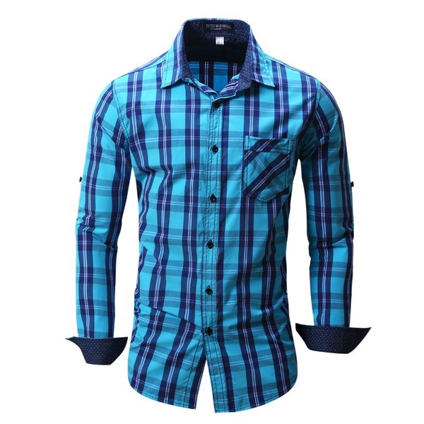

men's dress shirts foreign trade men 's casual long - sleeved shirt cotton large lattice cowboy printing, White;black