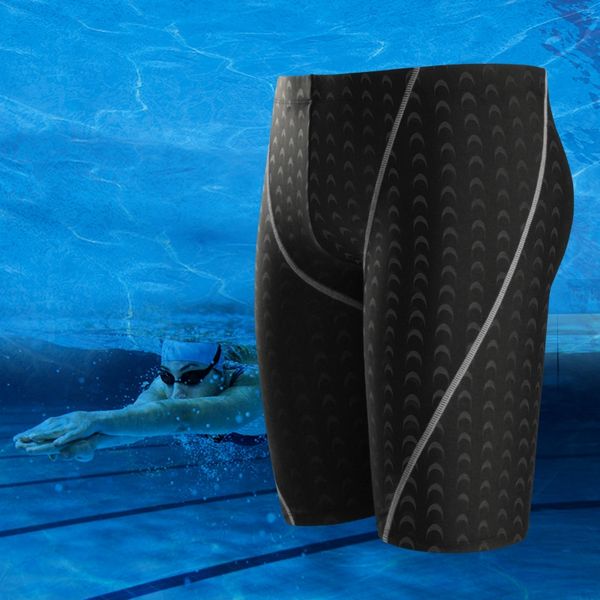 

shark skin men swim trunks plus size xl-4xl competitive swim shorts swimwear five points breathable swimming trunks swimming cap