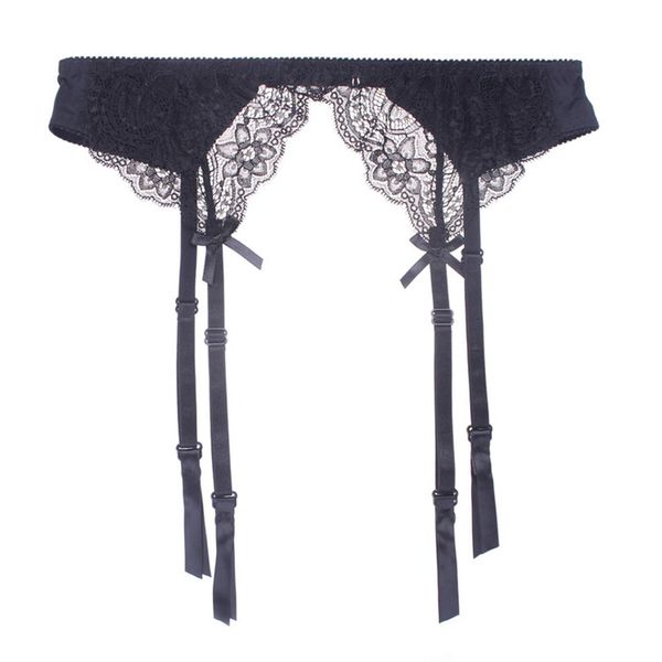 

2018 new black stocking garters lace flowers embroidery ribbon ultrathin lingerie women stocking adjustable suspender belt, Black;white