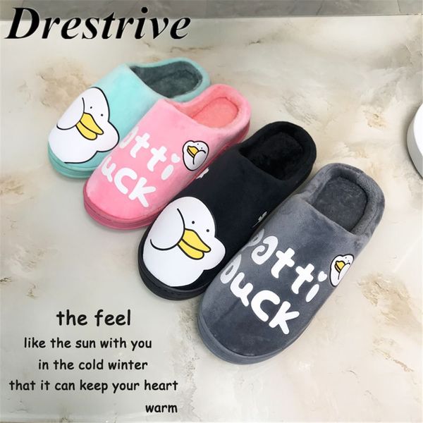 

drestrive women slippers cute non-slip winter warm animal home couple comfortable floor men cotton indoor slippers plush, Black
