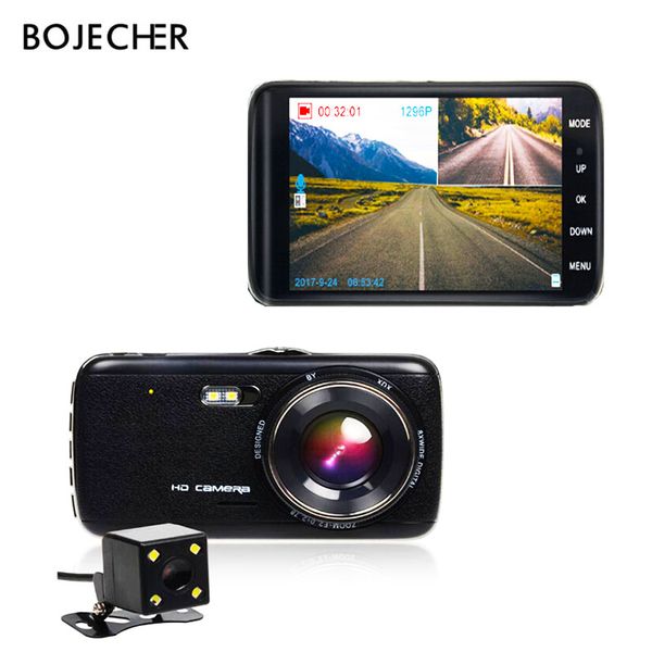 

bojecher 4.0 inch car dvr camera fhd 1296p dual lens dash cam night vision camera adas ldws video recorder auto registratore