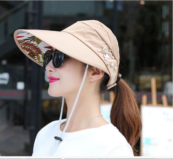 

fashion- women cool hats korean style women outdoor cycling sun hat folding sun hat ing, Blue;gray