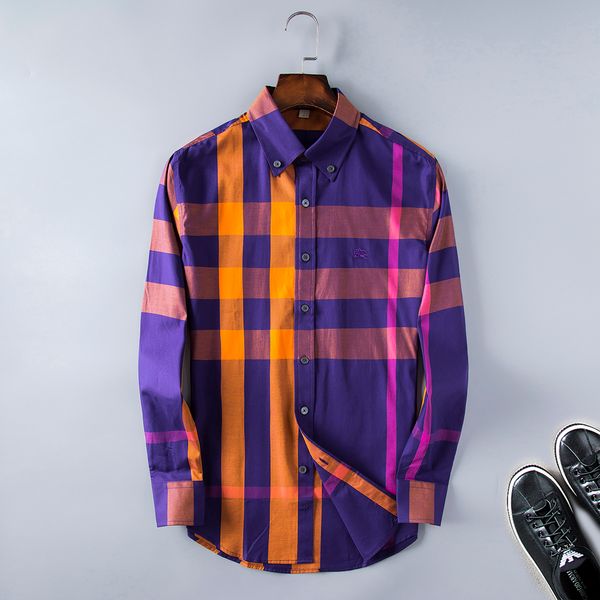 

bbr burb brand mens designer long sleeve shirts firmate dress shirts fashion casual luxury shirt plaid shirt homme button up 0008