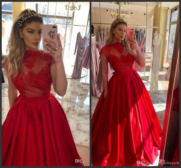 

красный 2019 африканское кружево бисером вечерние платья с короткими рукавами линия атласные платья выпускного вечера дешевые вечерние плать, Black