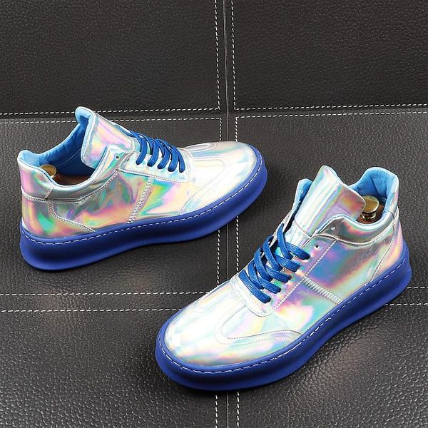 

new fashion men dazzling colors lace-up platform casual flats shoes loafers male rock prom shoes loafers footwear l14, Black