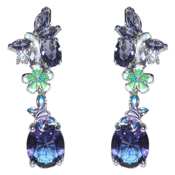 

women's earrings purple butterfly earrings cubic zirconia