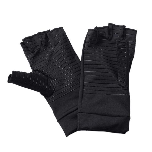 

infused compression arthritis gloves for men & women, fingerless carpal tunnel gloves for relieve pains & computer typing, Black