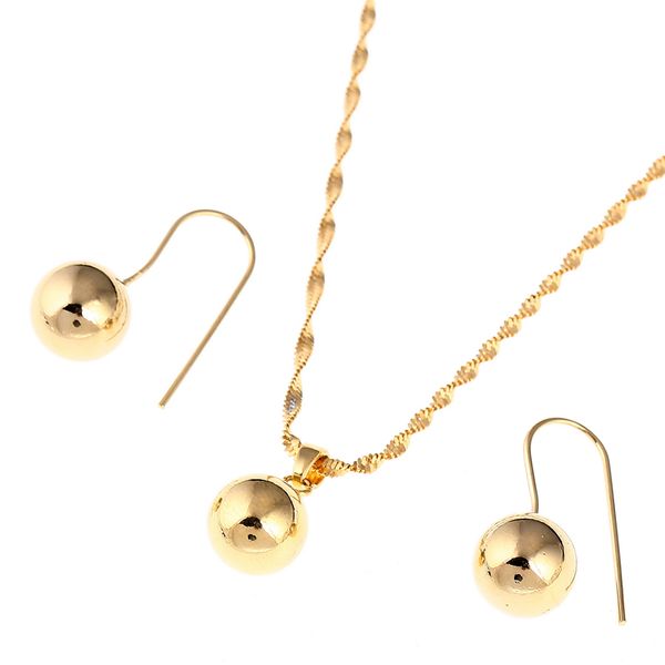 

trendy simple high polished ball pendant necklace earrings african beads jewelry sets, Silver