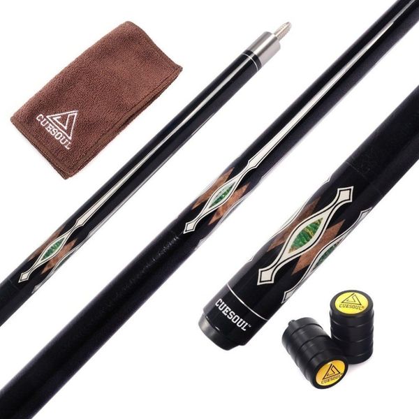 

cuesoul 13mm tip 19oz canadian maple wood 1/2 jointed pool cue stick with protector and towel