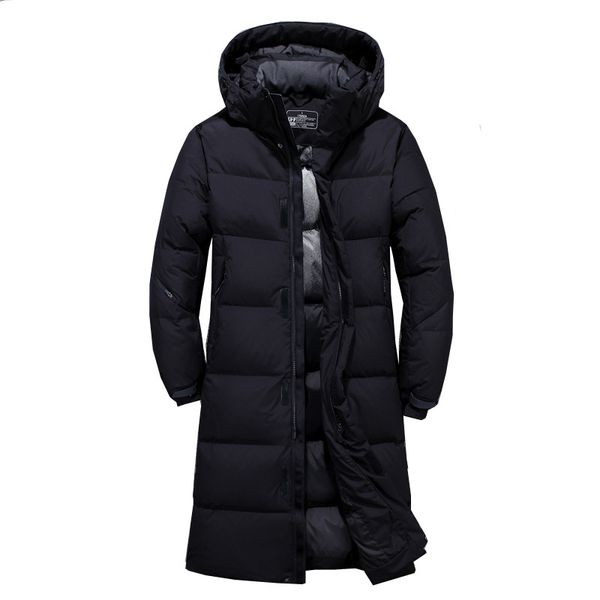 

long down jacket men thick winter 2019 new hat detached warm parka waterproof windproof -30 degrees, Black