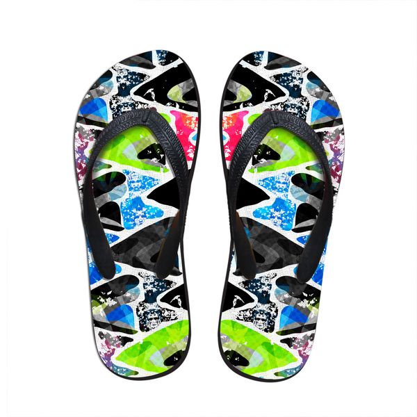 

customized fashion graffiti printed men's slippers summer beach water rubber flip flops for man casual male flats men sandals, Black