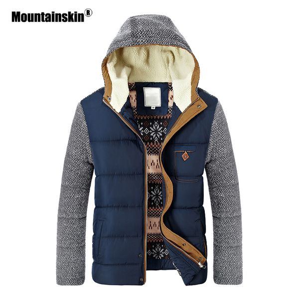 

mountainskin winter coat men's warm parkas thick fleece cotton coats slim male jackets hooded coat mens brand clothing sa830, Black