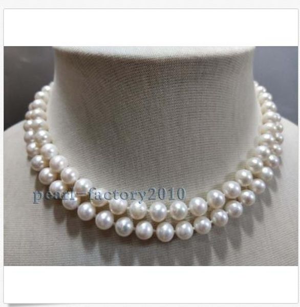 

30" 7-8mm south sea natural white pearl necklace 14k gold clasp, Silver
