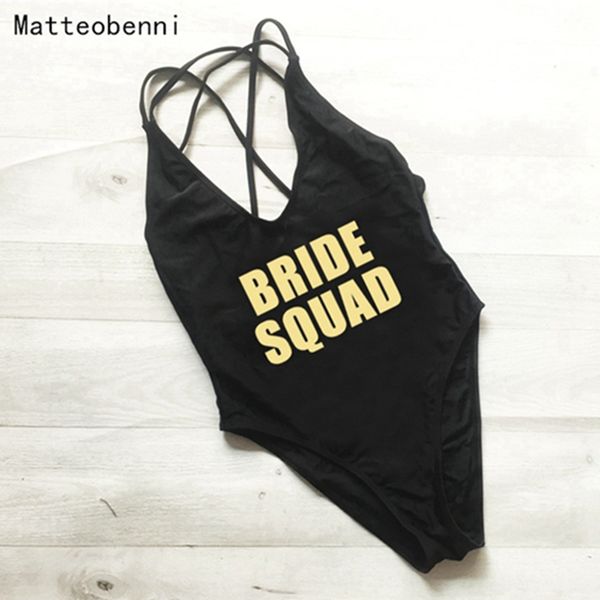 

bride squad women one piece swimsuit high cut team bride swimwear bathing suit black monokini bodysuit beachwear maillot de bain, White;black