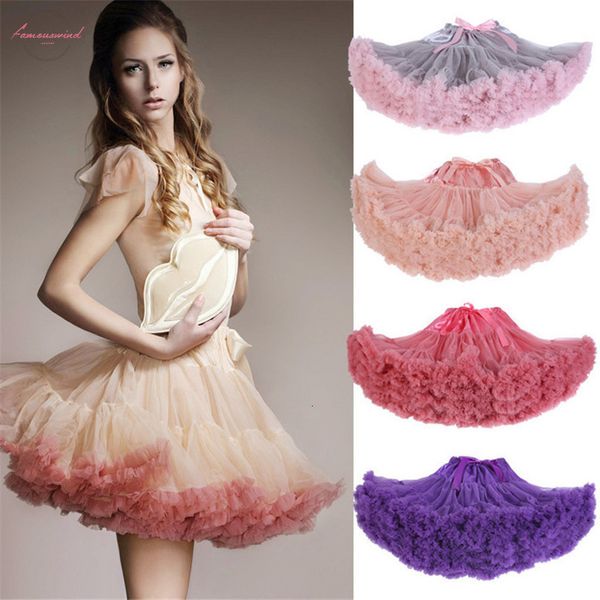 

2019 fluffy tutu skirt teenage girls tutu ballet pettiskirt women princess tulle party dance fashion mesh skirts female, Black