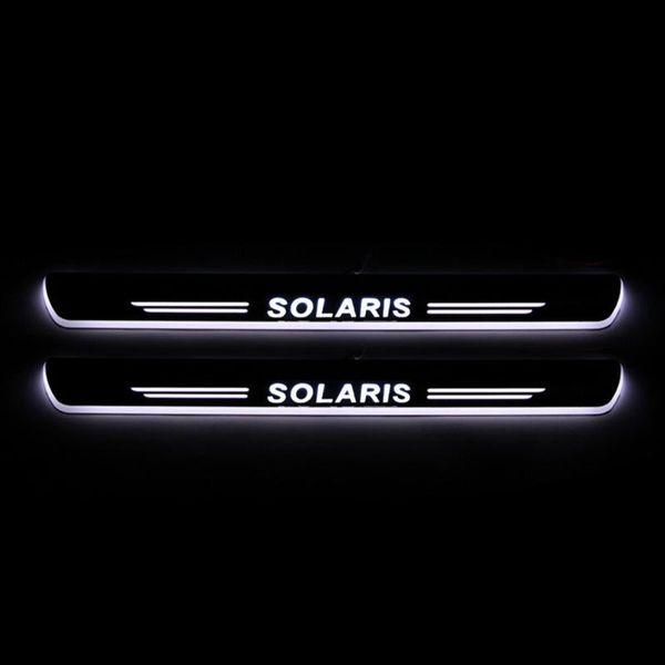 

for solaris 2011 - 2020 2020 waterproof acrylic moving led welcome pedal car scuff plate door sill pathway light