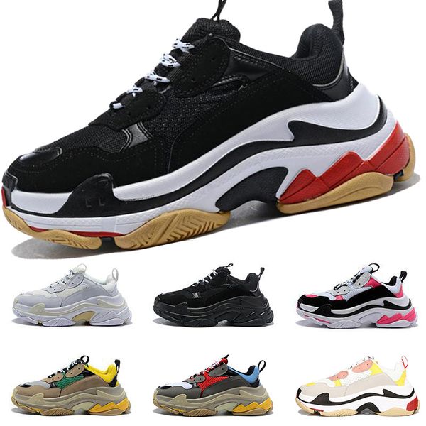 

triple s paris luxury designer shoes mens triple black white grey beige green yellow vintage women casual dad sneakers