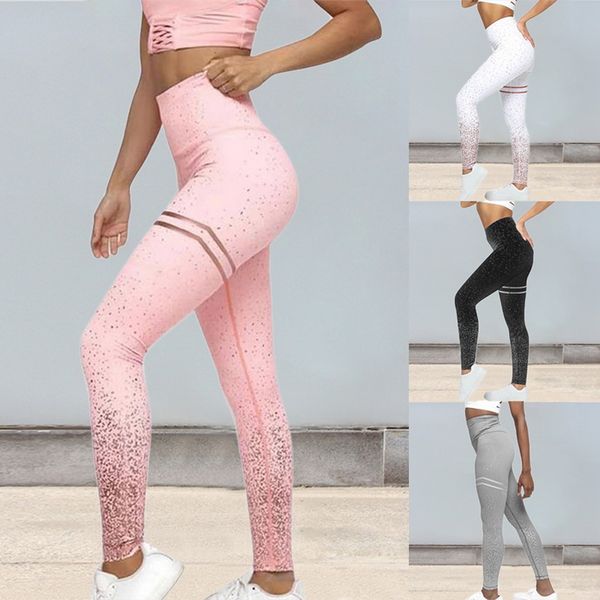 

women black gym waist pants slim high yoga mesh workout fitness leggings printed srtriped 2019 leggings, White;red