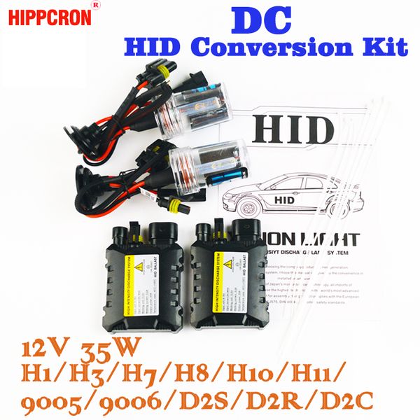 

hippcron xenon dc hid conversion kit 12v 35w h1 h3 h7 h8 h10 h11 9005 d2s d2r d2c slim ballast car bulb 4300k 6000k 8000k 30000k