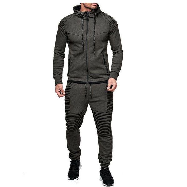 

new colorful plaid designer tracksuit casual zipper set autumn tracksuit set male sweatshirt pocket fashion mens tracksuit brand jacket, Gray