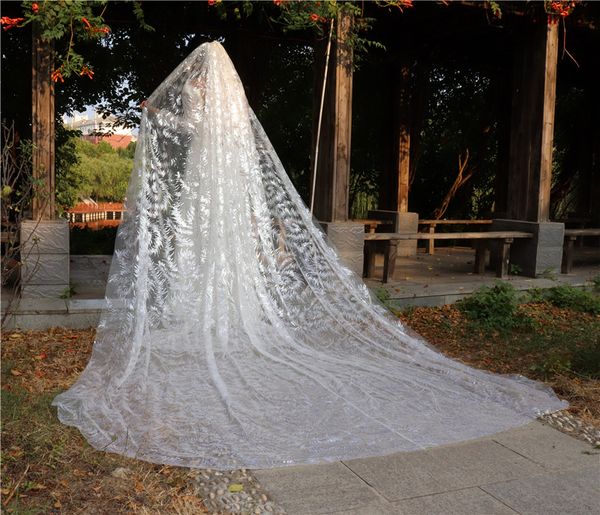 

cool one-tier white ivory champagne purple pink red black wedding veil 3 metres by 3 metres cathedral length meidingqianna brand bridal veil
