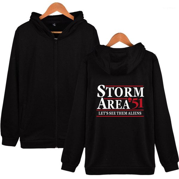 

designer storm area 51 printed thick casual winter clothes fashion couple matching clothes mens hoodies with, Black