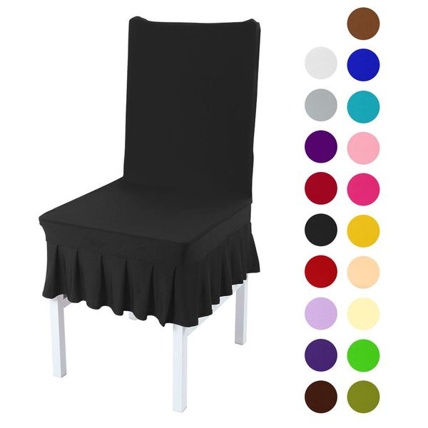 

solid ruffled chair cover spandex stretch elastic seats slipcover removable washable for wedding banquet dining room l party